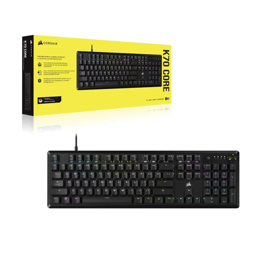 Teclado gamer mecánico Corsair K70 CORE RGB USB Gris EN-4.webp