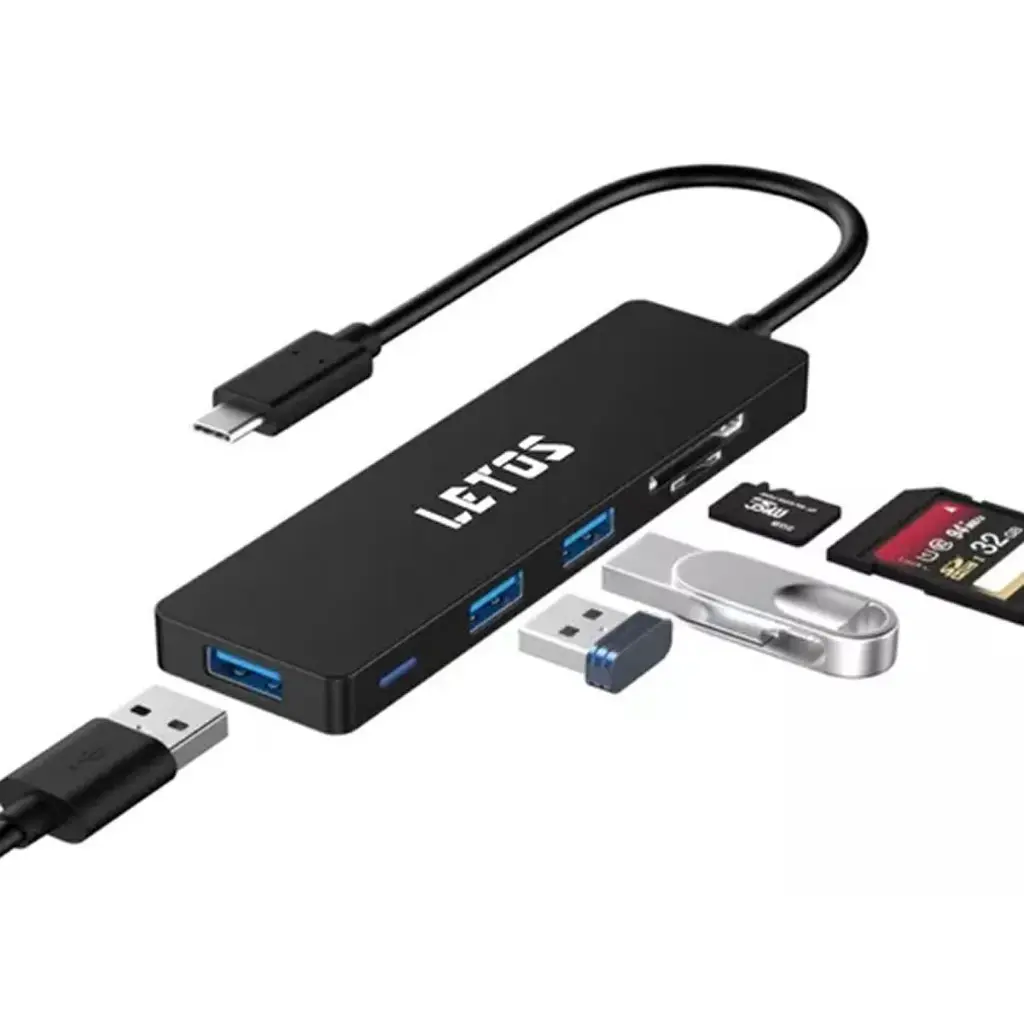 Hub docking multipuerto USB C 3.1 Letos USB 3.0 x 3 + MicroSD + SD-3.webp