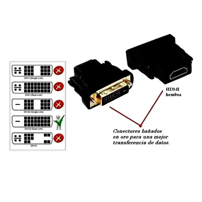 Additional Image 1: Adaptador-DVI-D-Macho-241-a-HDMI-Hembra-dual-link.webp