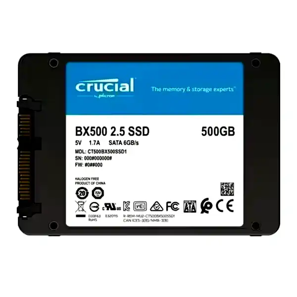 Additional Image 1: Disco-SSD-Crucial-500GB-BX500.webp