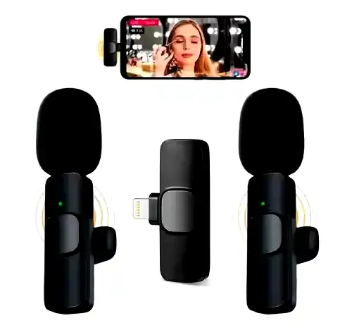 Additional Image 2: Microfonos-corbateros-inalambricos-doble-recargables-K9i-Iphone-Ipad-p-entrevistas-youtubers-reduccion-de-ruido-c-accesorios-Lightning-3.webp