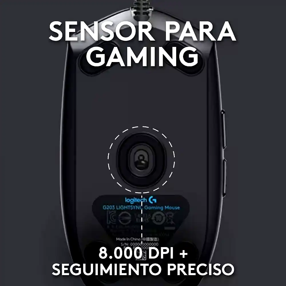 Additional Image 3: Mouse-Gamer-Logitech-G203-8.000dpi-RGB-6-botones-3-1.webp