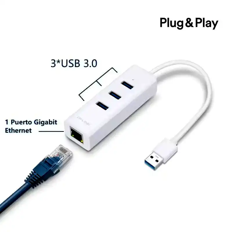 Additional Image 3: Placa-de-red-Wifi-USB-3.0-TP-LINK-UE330-RJ45-Gigabit-hub-USB-3.0-2-1.webp
