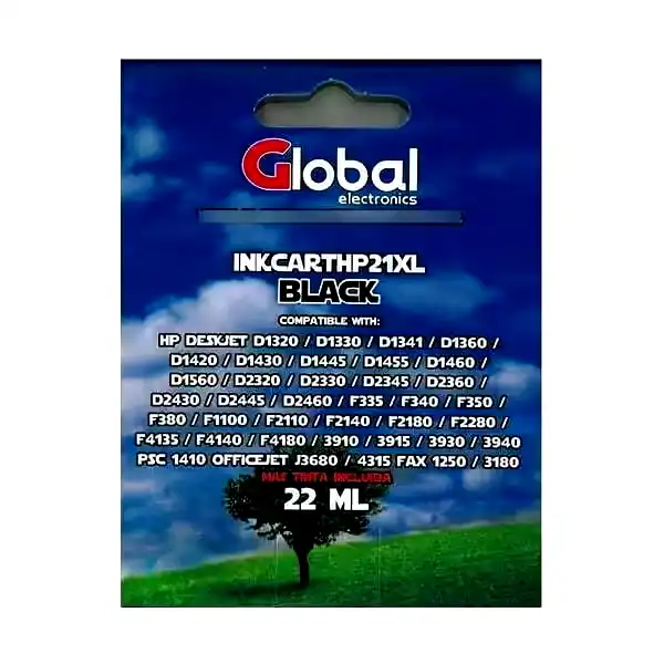 Additional Image 1: Cartucho-alternativo-Global-HP-21-XL-Negro-22Mls-2.webp