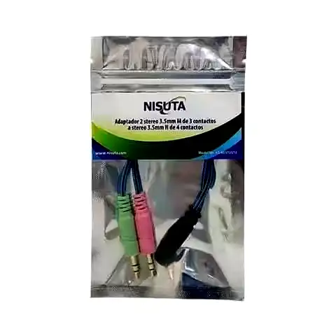 Additional Image 1: NSADST2ST3-Cable-adaptador-auricular-1-entrada-3.5mm-3-contactos-a-2-salidas-estereo-PC-2.webp