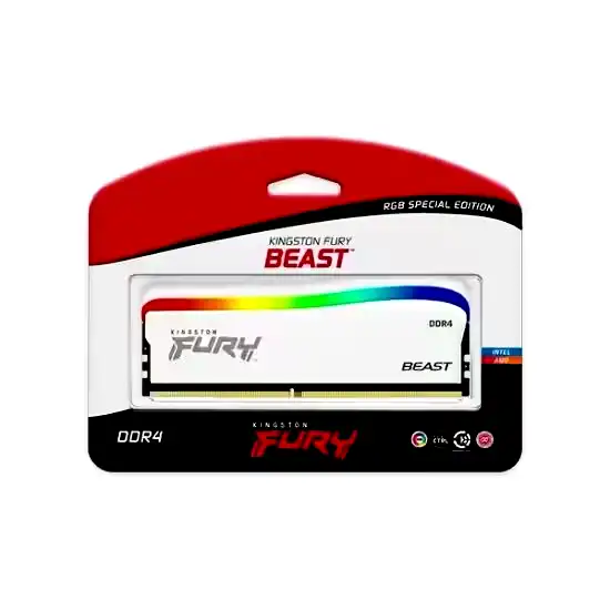 Additional Image 2: Memoria-Pc-Kingston-8GB-DDR4-3200MHz-Fury-Beast-blanca-RGB-CL16.webp