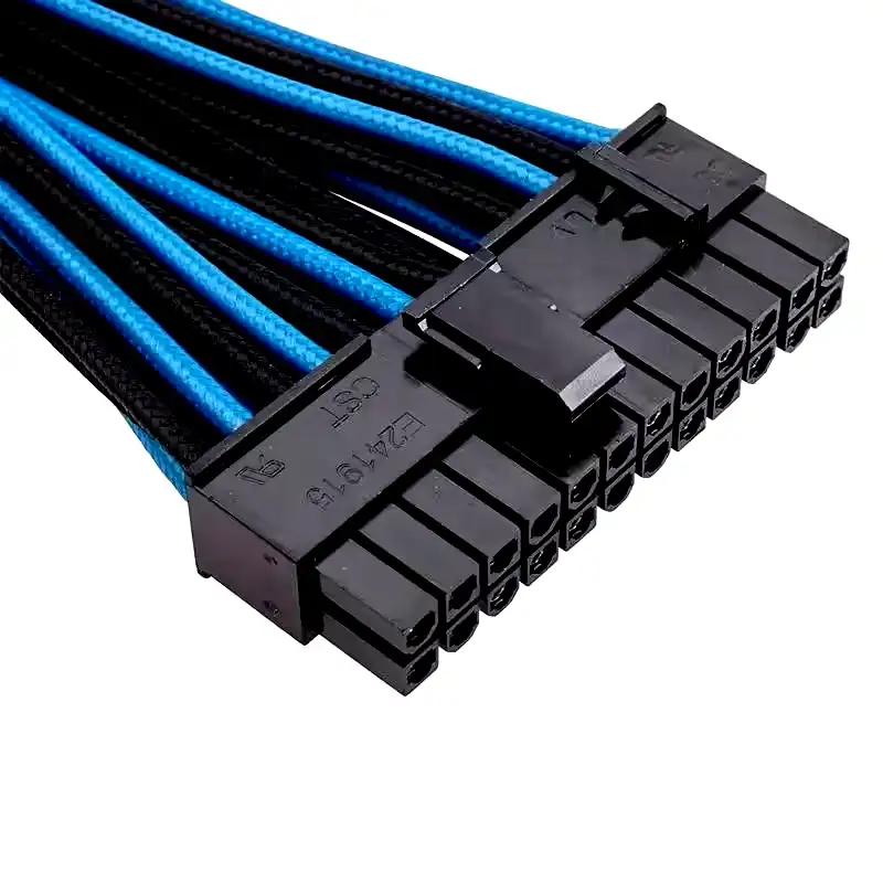 Additional Image 1: Cable-mallado-extension-para-mother-24-pines-Corsair-azul-negro-2.webp