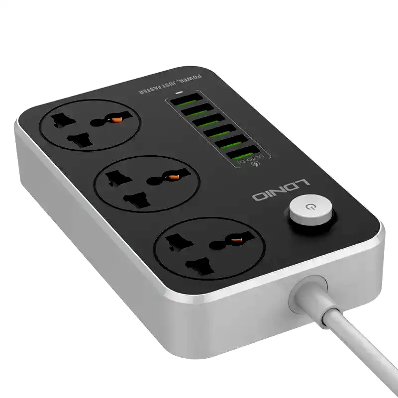 Additional Image 1: Prolongador-zapatilla-3-tomas-6-usb-3.4a-Ldnio-2.webp