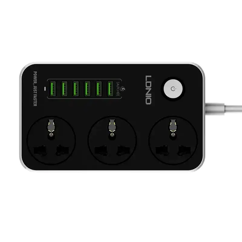 Additional Image 3: Prolongador-zapatilla-3-tomas-6-usb-3.4a-Ldnio-4.webp