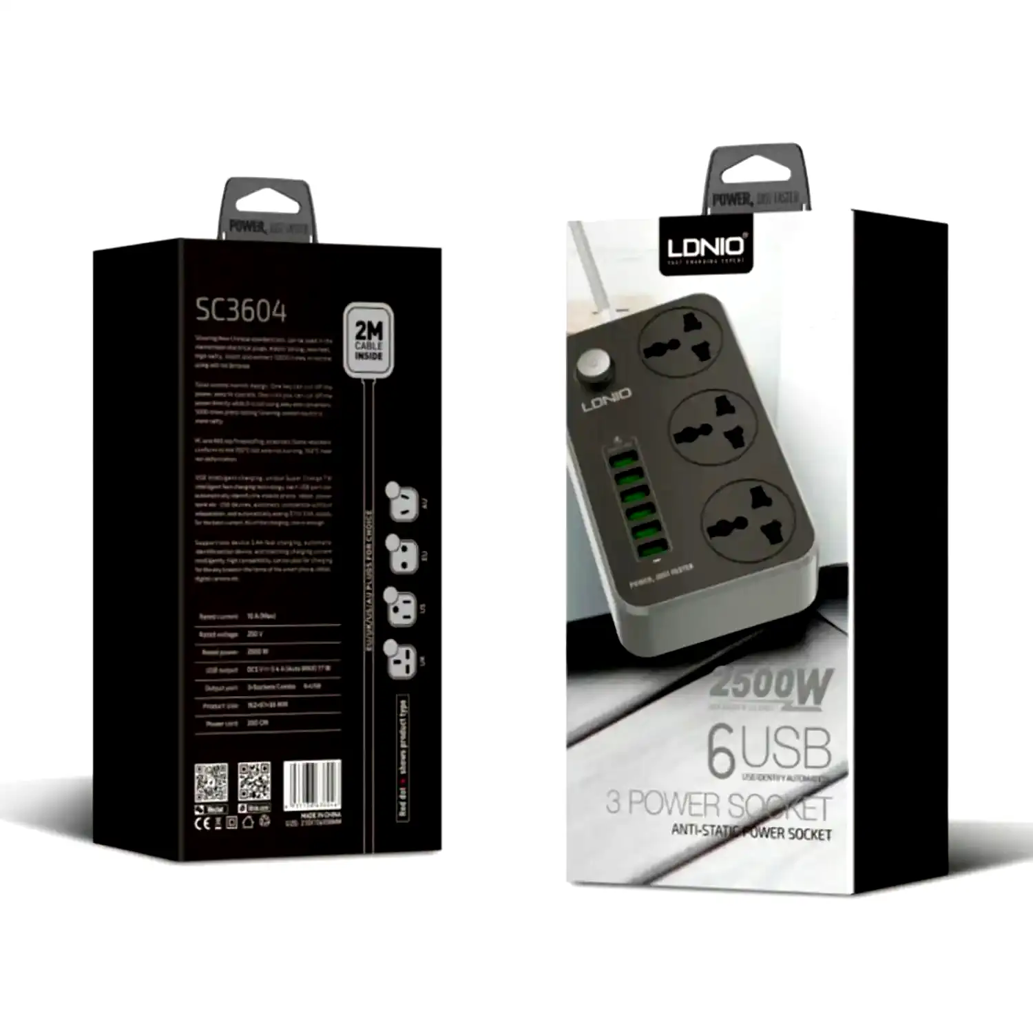 Additional Image 5: Prolongador-zapatilla-3-tomas-6-usb-3.4a-Ldnio-6-1.webp