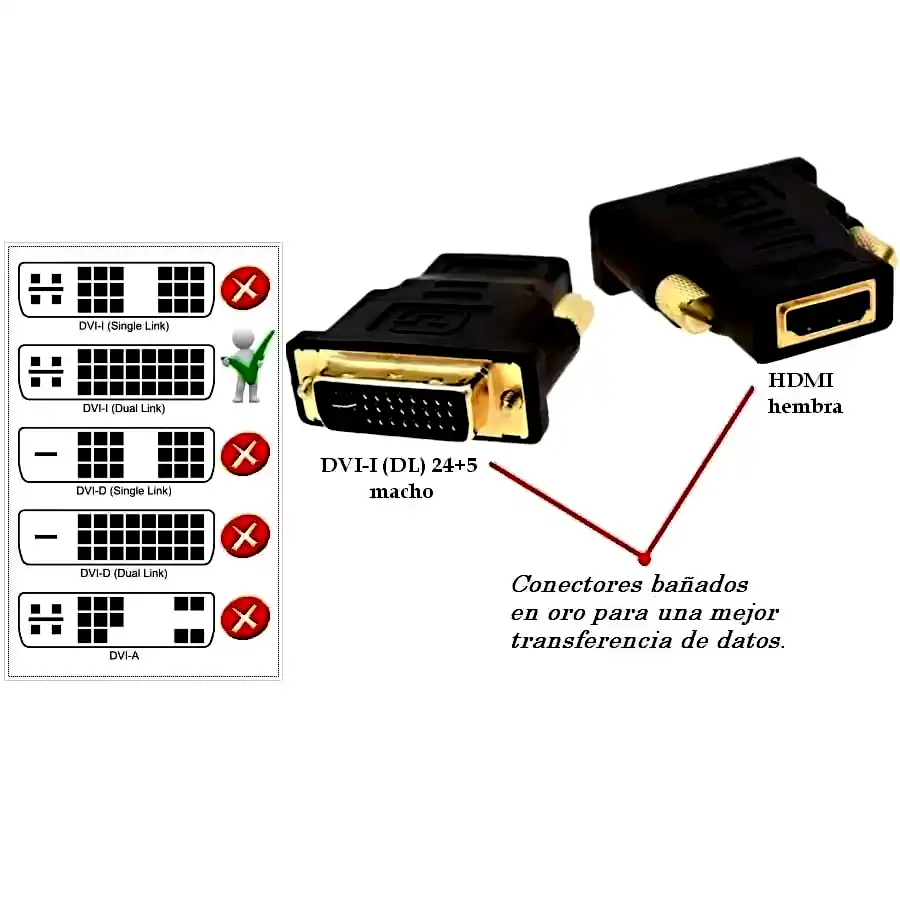 Additional Image 1: Adaptador-DVI-I-Macho-Dual-Link-a-HDMI-Hembra-Digital-1-1.webp