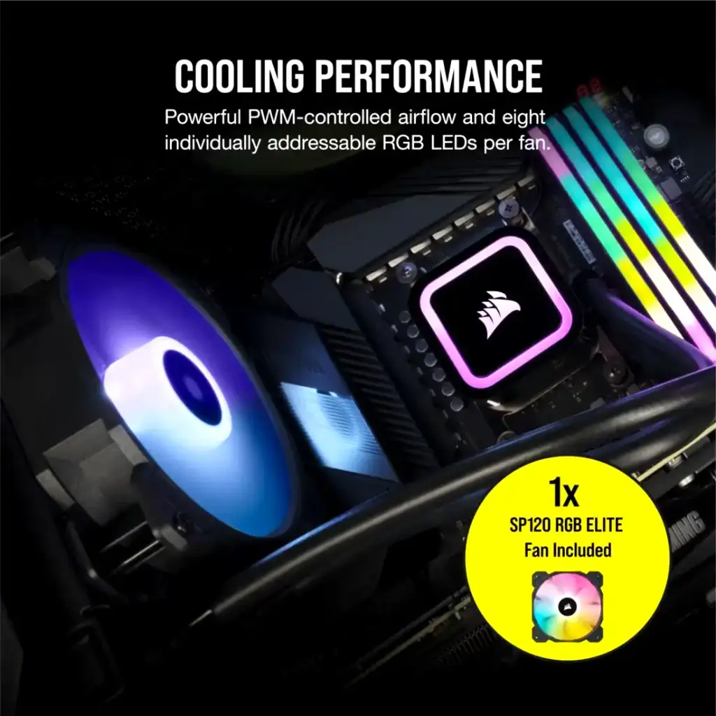 Watercooler Corsair H60x RGB ELITE 120mm Liquid CPU Cooler-4.webp