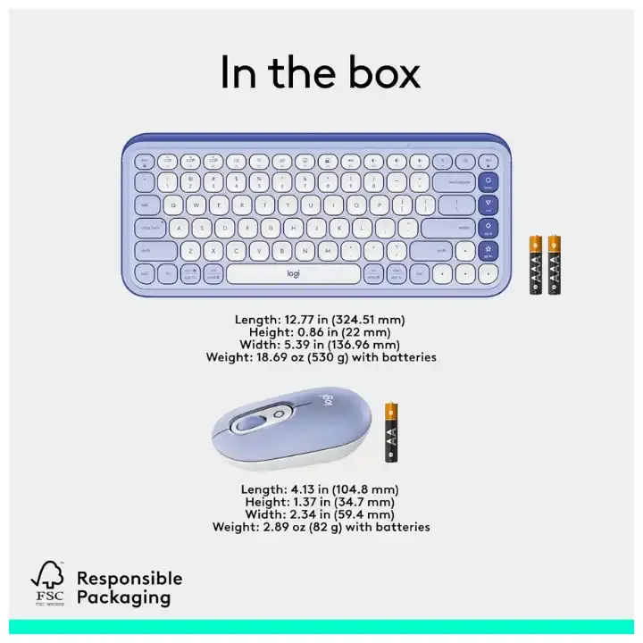 Teclado y mouse Inalámbrico Logitech Pop Icon Lila-4.webp
