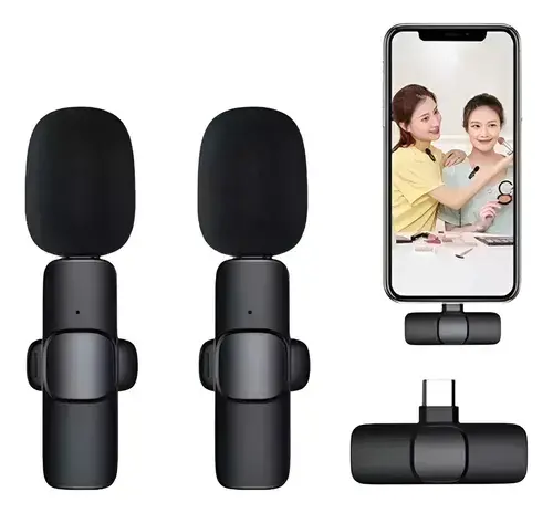 Micrófonos corbateros inalámbricos doble recargables K9 Max Android-2.webp