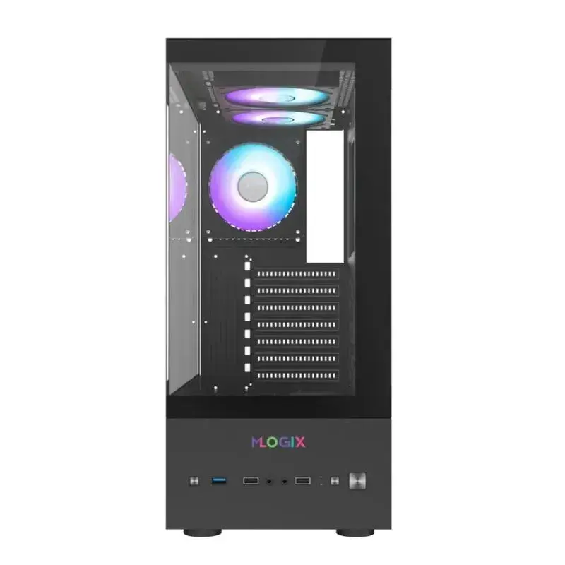 Gabinete Mlogix View Max 180 WC Negro 3 Coolers RGB Rainbow Vidrio Templado-2.webp