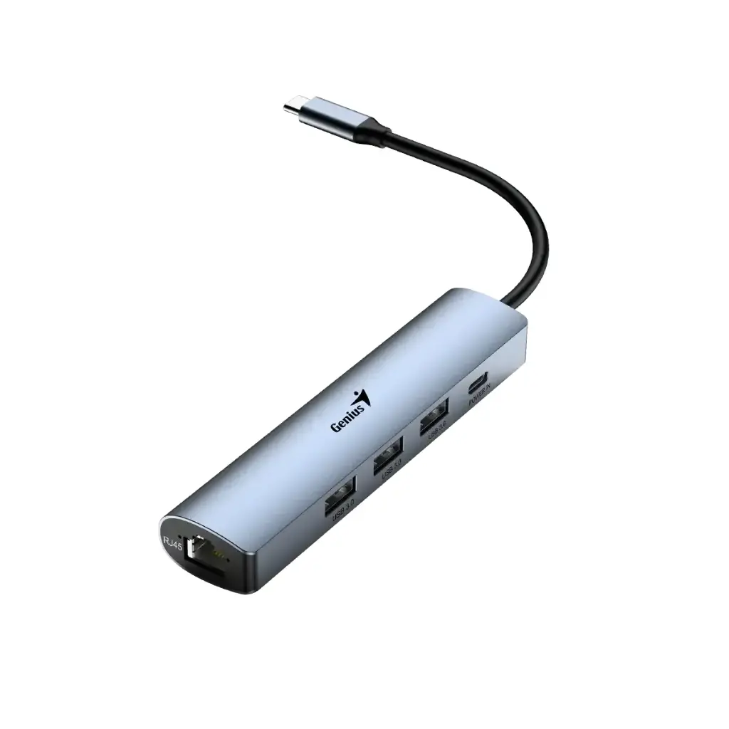 HUB USB tipo c Genius 5 en 1 - 3 * USB 3.0 + USB tipo c + Red RJ45-2.webp