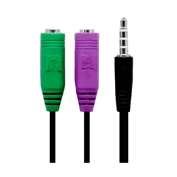 Cable Adaptador Auricular 2 entradas 3.5mm a 1 salida de 4 conectores PS4/Notebook Noga 