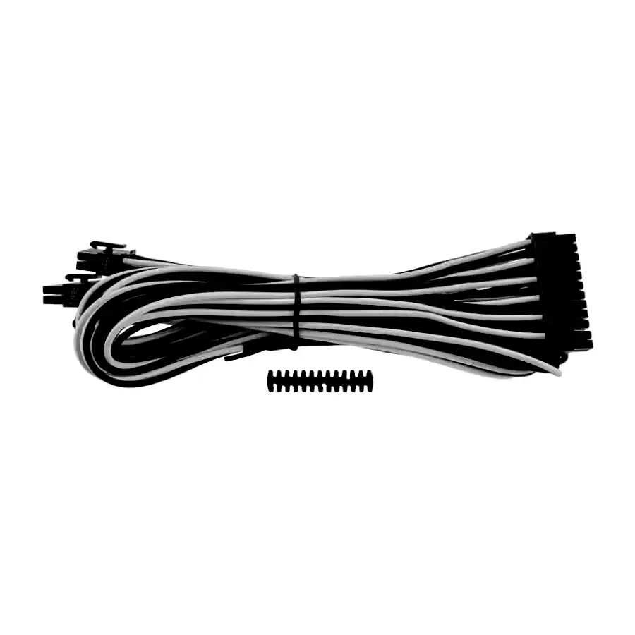 Cable mallado extensión para mother 24 pines Corsair blanco/negro 