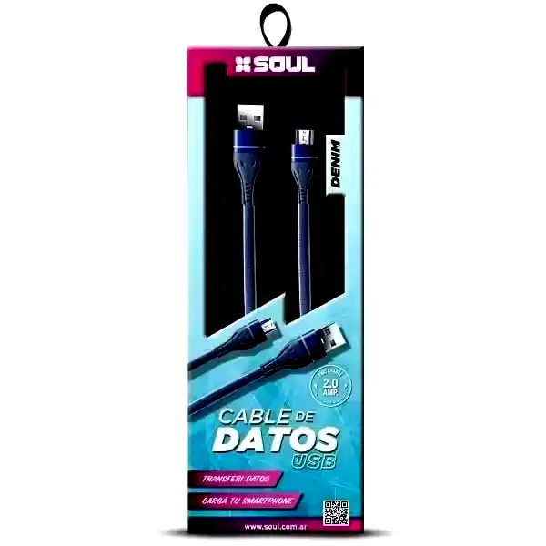 Cable usb tipo C a usb 2.0 Soul Denim Azul 2A 1mt Carga y datos premium 