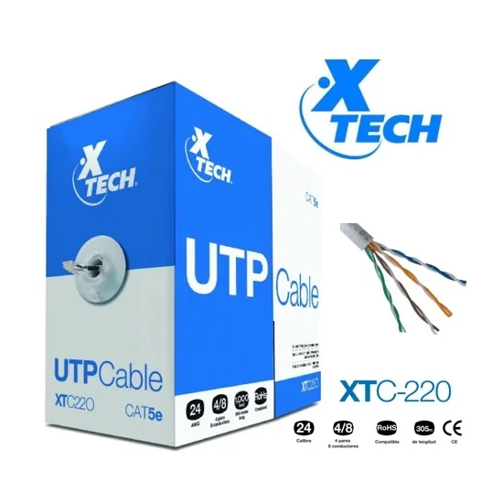 Cable UTP Cat 5E Interior bobina 305Mts Xtech