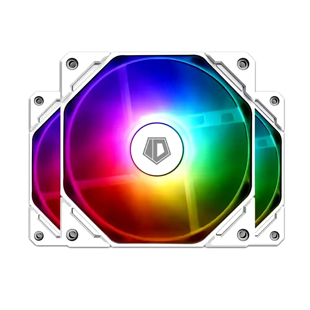 Cooler gabinete ID-Cooling 120x120mm pack x3u ARGB blanco