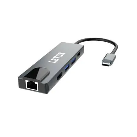 Hub docking multipuerto USB C 3.1 Letos USB 2.0 + USB 3.0 + USB-C PD + HDMI + RJ45 