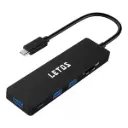 Hub docking multipuerto USB C 3.1 Letos USB 3.0 x 3 + MicroSD + SD 
