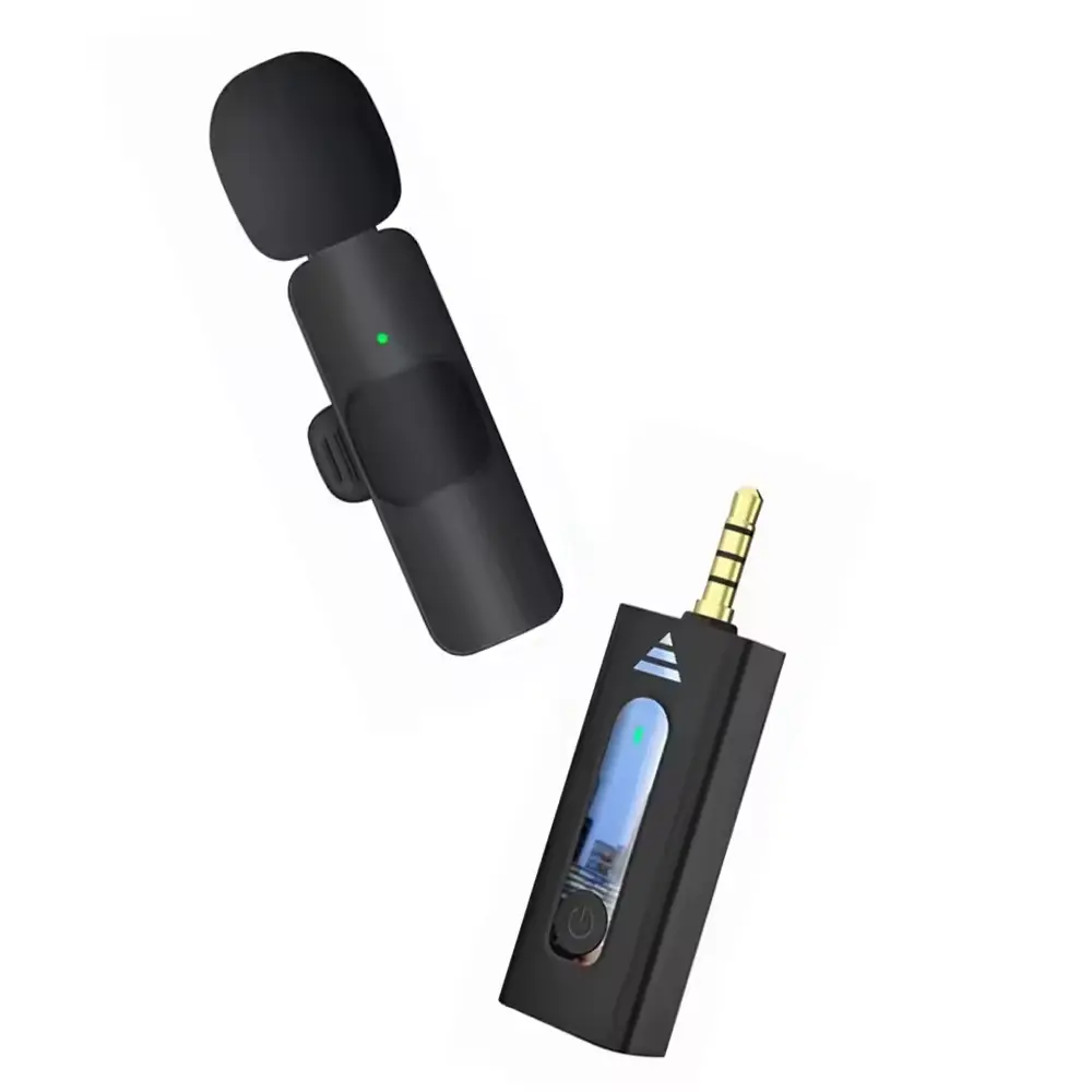 Micrófono corbatero inalámbrico recargable K35 Celulares pc notebook cámaras p/entrevistas y videos en vivo - Conector 3.5mm 