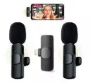 Micrófonos corbateros inalámbricos doble recargables K9i Iphone Ipad p/entrevistas youtubers reducción de ruido c/accesorios - Lightning 