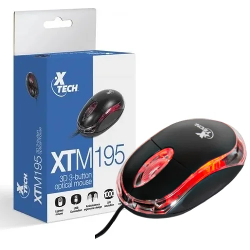 Mouse Xtech USB 1000dpi 3 botones c/luz 
