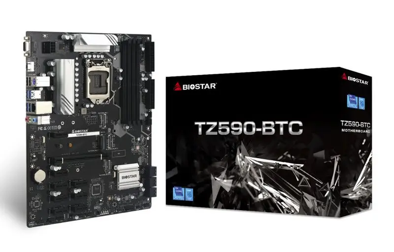 Placa madre Biostar TZ590-BTC s1200 9 pcie 3 M.2 minería eth 