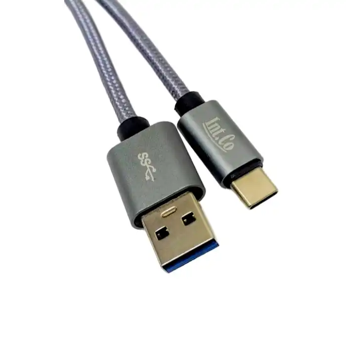 Cable USB tipo C a usb 3.0 macho 2mt Int.co mallado gris