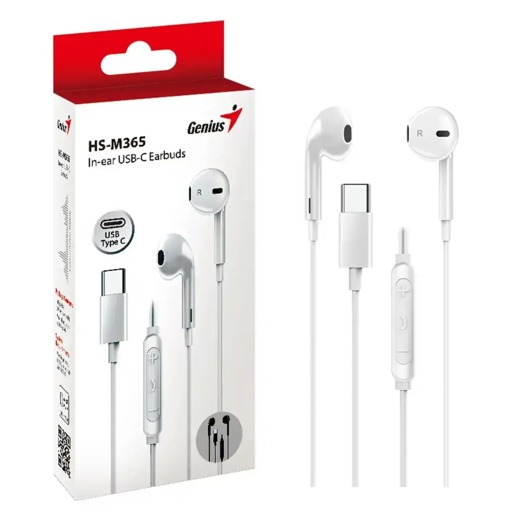 Auricular USB tipo C Genius HS-M365W blanco control llamadas