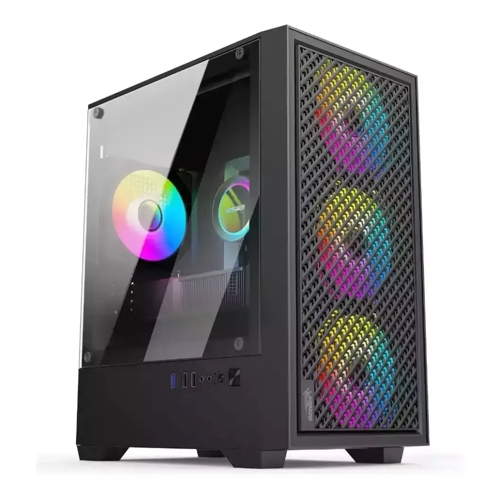 Gabinete Sentey H12 negro vidrio templ mesh front 4 coolers F-RGB