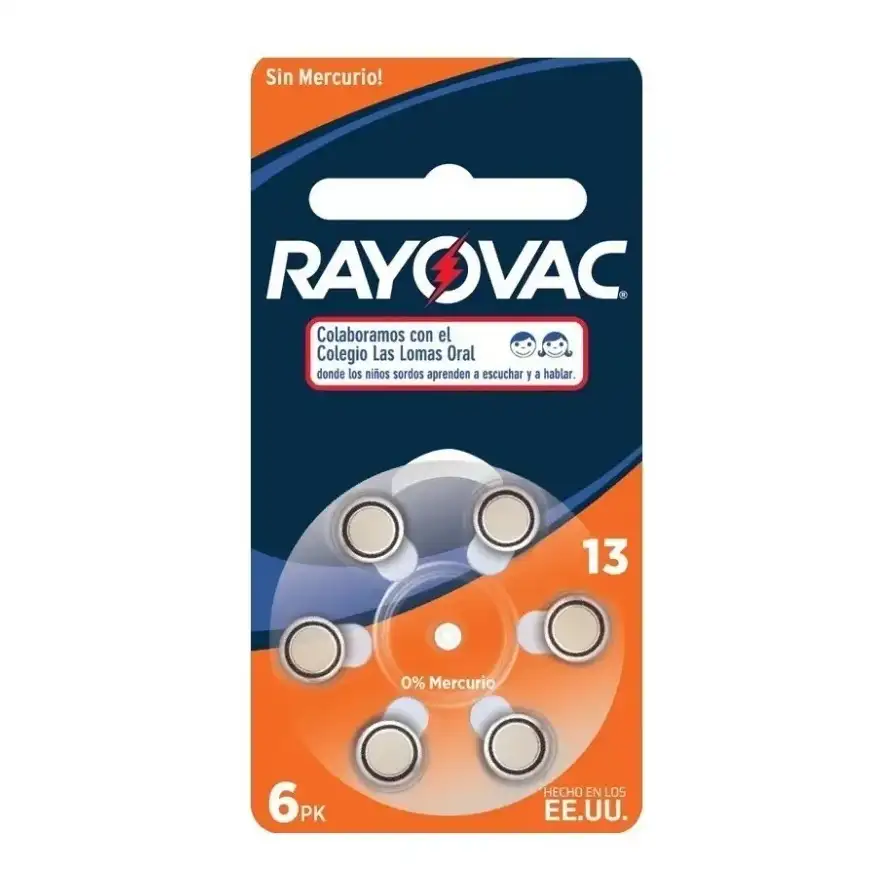 Pila Rayovac Extra 13 audífonos L13 13AUX-8XELAT pack x 6 unidades (1456)
