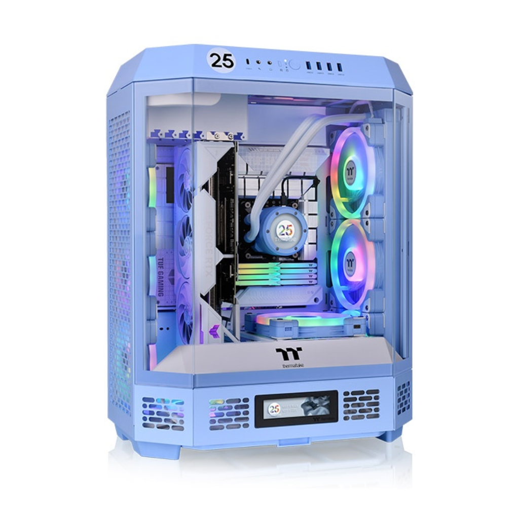 Gabinete Thermaltake The Tower 600 vidrio templado x3 Mid-Tower 2 coolers azul hortensia