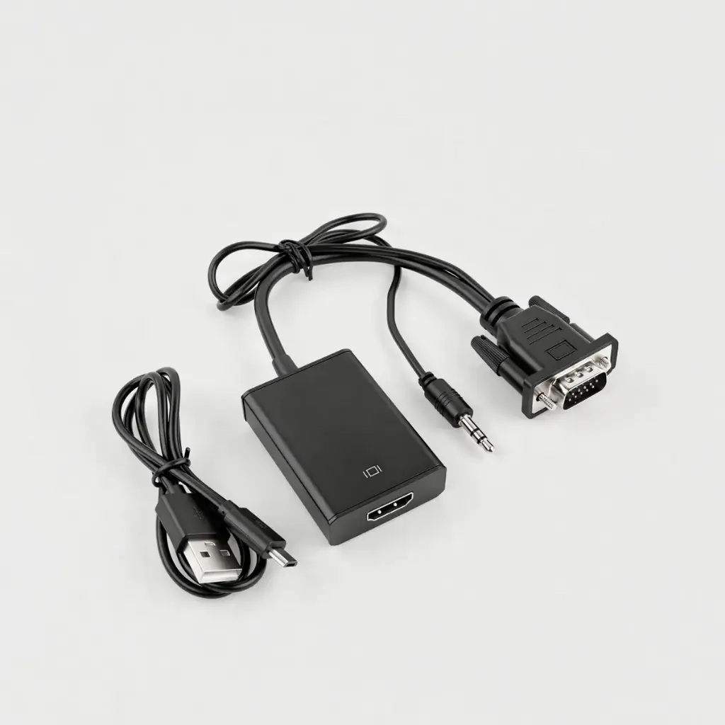 Adaptador VGA a HDMI con audio 3.5mm Full HD 1080p  