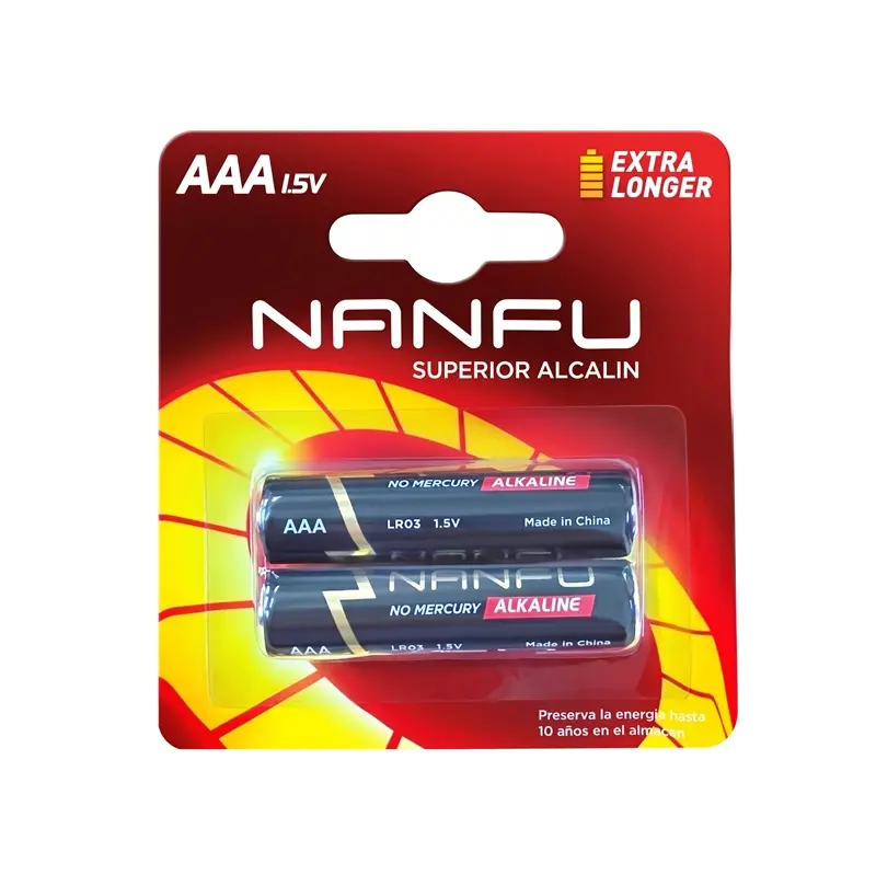 Pila alcalina AAA Nanfu 1.5 Volt pack x2 unidades