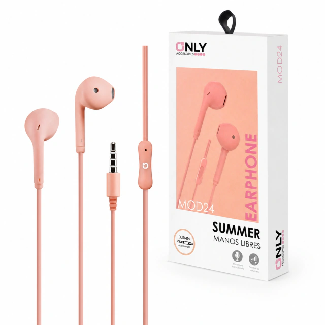 Auricular manos libres Only Summer V1 conector plug 3.5mm rosa mod 24