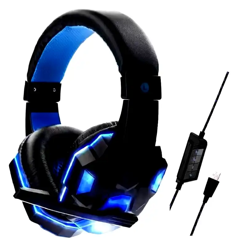 [5005] Auricular gamer led USB 7.1 Surround Skyway Bull Goat azul 2.1mts GM-5005 