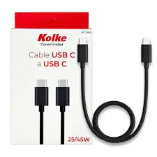 [KCC-8643] Cable USB tipo C a USB tipo C Kolke 25W/45W 1m negro KCC-8643 