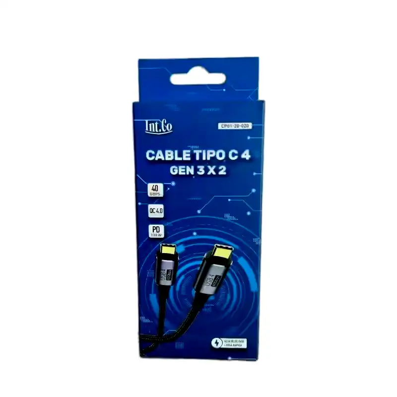 [CP01-20-020] Cable USB tipo C macho a usb tipo c macho gen 3 x2 1mt QC 4.0 100W Int.co 