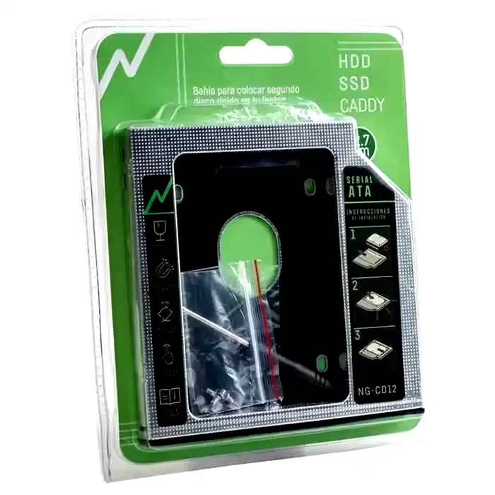 [NG-CD12] Caddy Noga Segundo disco notebook 12.7mm hdd ó ssd Win/Mac 