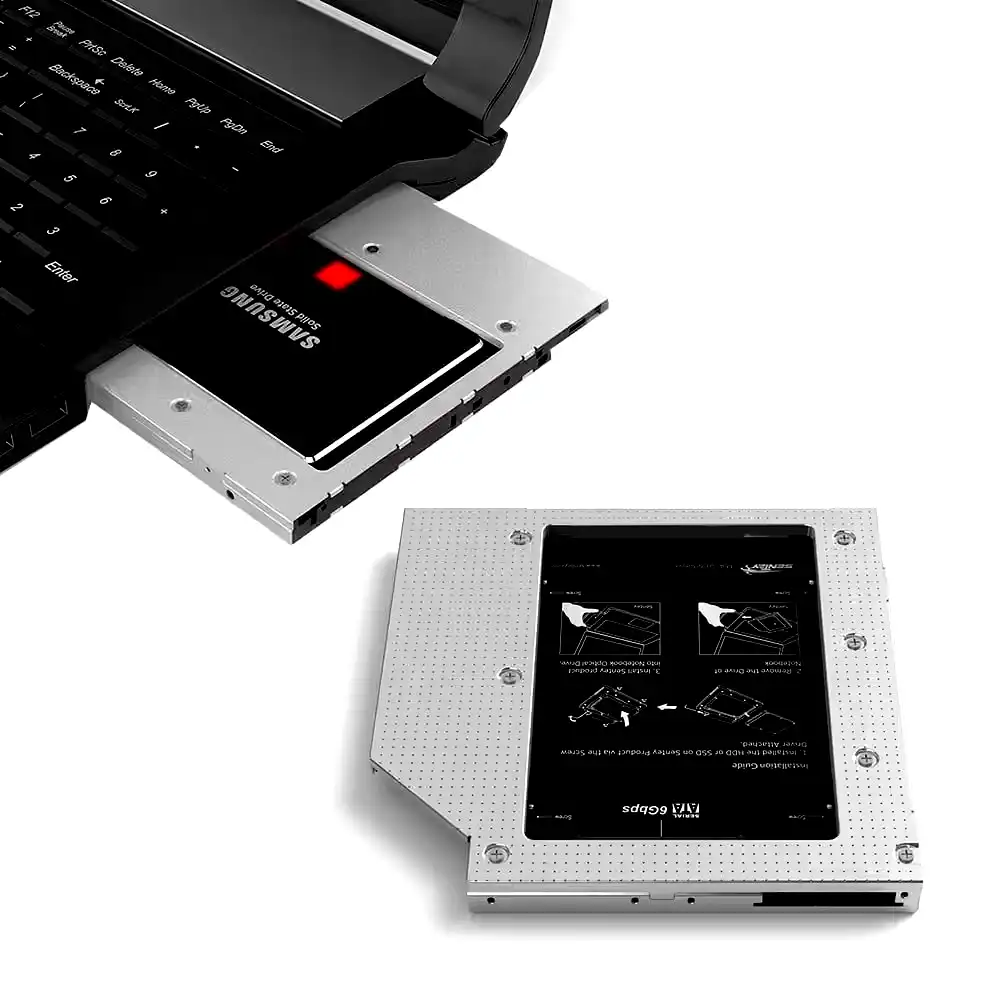 [NG-CD9] Caddy Noga Segundo disco notebook 9.5mm hdd ó ssd Win/Mac 