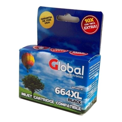 [INKCARTHP664XLKV2] Cartucho alternativo Global HP 664XL F6V31AL negro 22Mls 