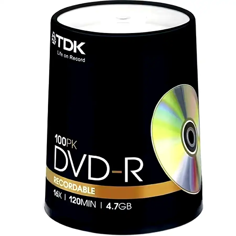 [32002500] DVD-R virgen TDK Estampado 4.7GB 8X x100 Unidades 