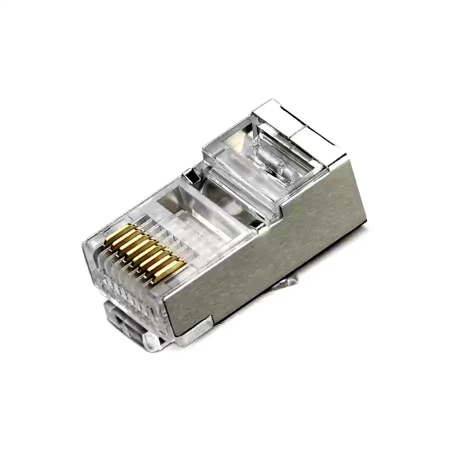 [NSCORJ45M] Ficha RJ45 para cable cat 5e Nisuta 50 micrones con malla metálica