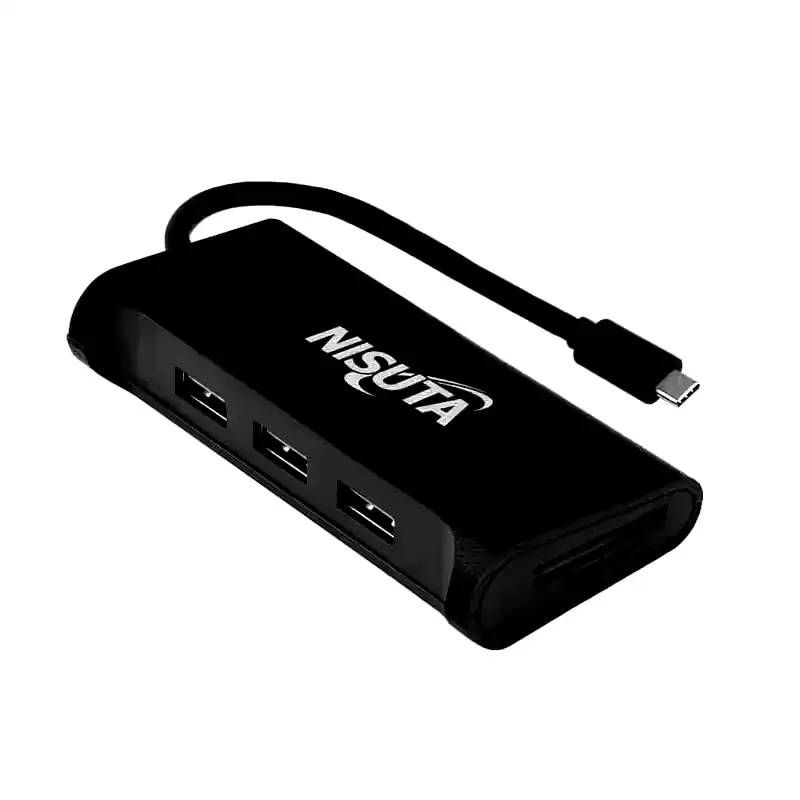 [NSUCDUT] Hub docking multipuerto USB C 3.1 Nisuta 3 Puertos c/lector microSD y SD 
