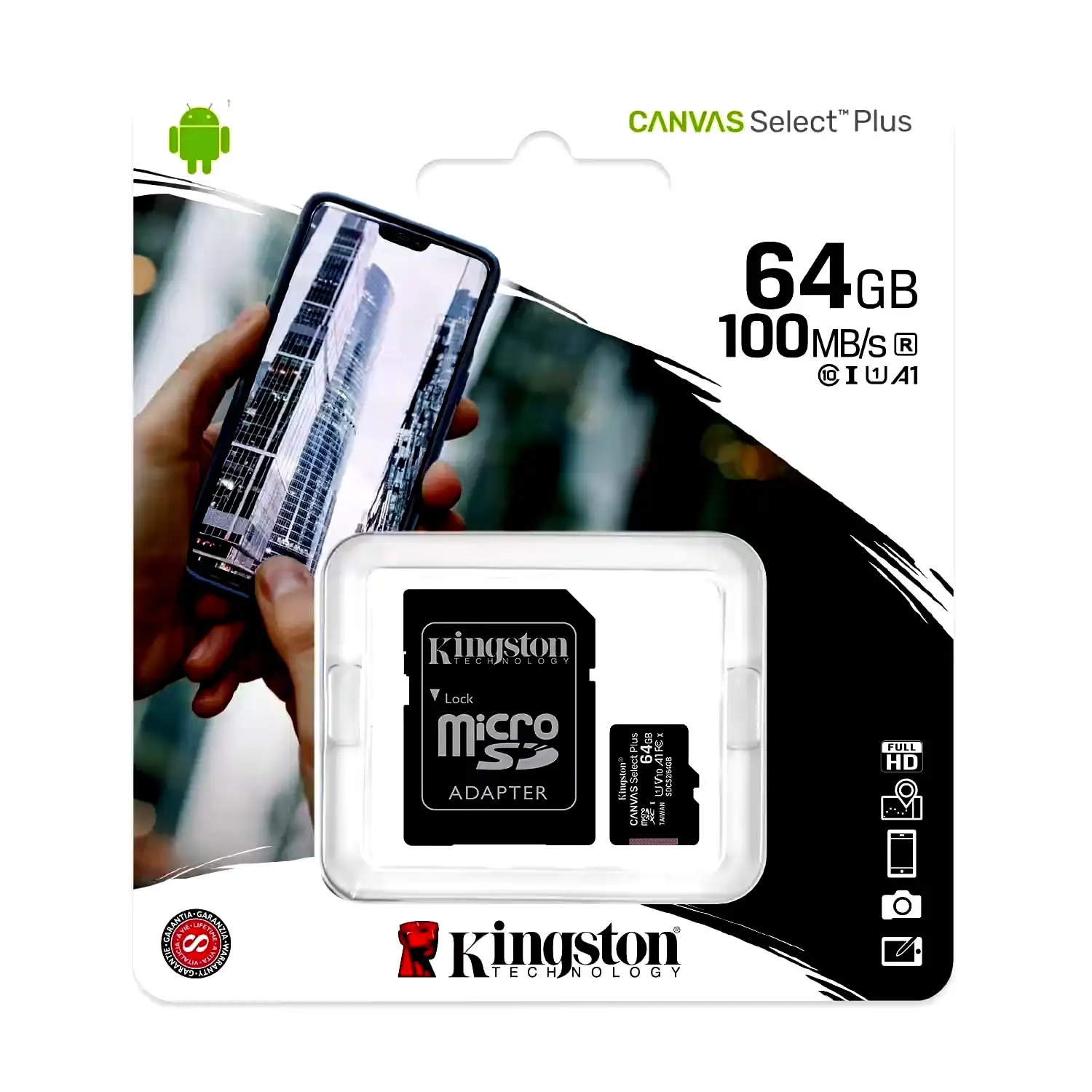 [SDCS2/64GB] Memoria MicroSD XC Kingston 64GB C10 Canvas Select Plus 100MB/s 