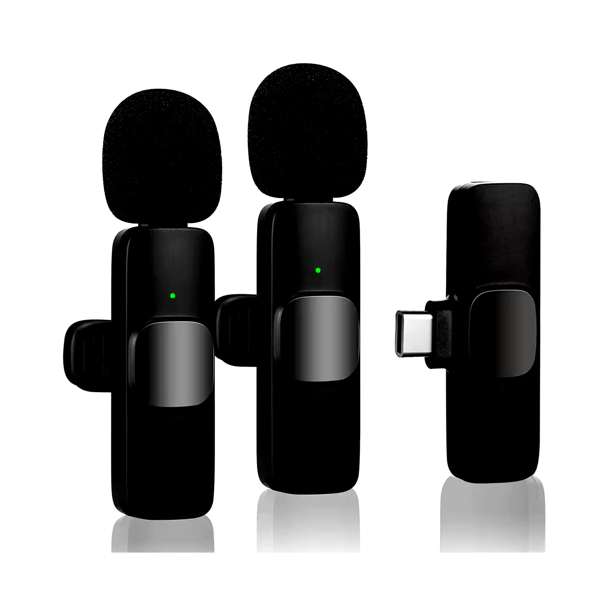 [K9 Max] Micrófonos corbateros inalámbricos doble recargables K9 Max Android p/entrevistas y vivo c/accesorios - Usb tipo c 